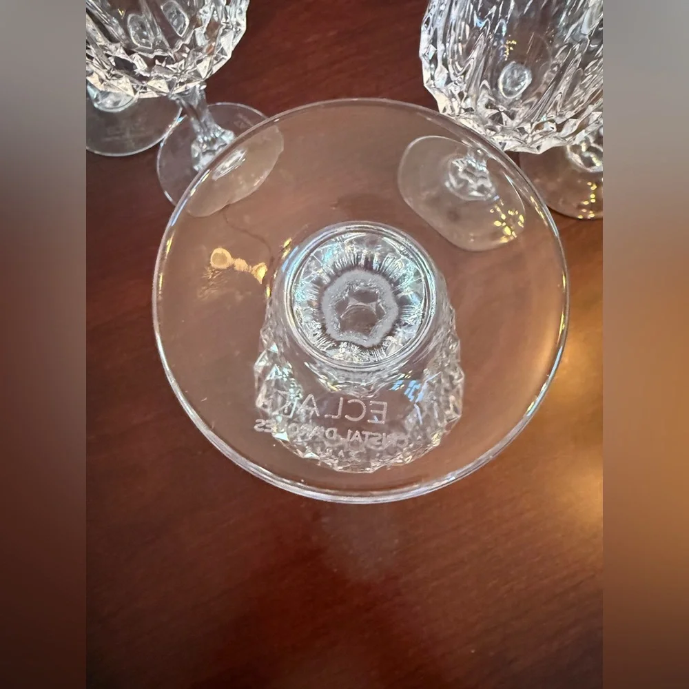 Vintage Cristal D'Arques Longchamp Wine Goblets Set Of 6 Made In France Signed